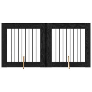 vidaXL Hundegate med stender 2 pcs Svart eik 80 x 80 cm Konstruert tre