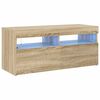 vidaXL TV-benk med LED-lys sonoma eik 90x35x40 cm