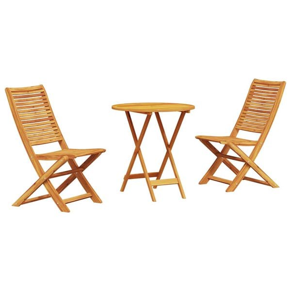 vidaXL Sammenleggbart Bistrosett 3 pcs Brun Solid akasietre