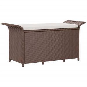 vidaXL Hagebenk med pute brun 116x46x57 cm polyrotting