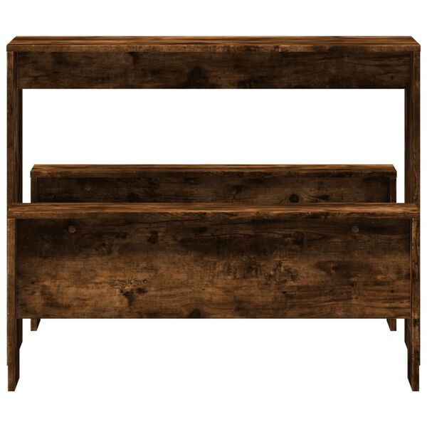 vidaXL Sett med spisebord og benker 3 deler r&oslash;kt eik konstruert tre