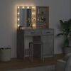 vidaXL Dressingbordsett med LED med d&oslash;r 2 pcs Betonggr&aring; Konstruert tre
