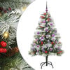 vidaXL Kunstig juletre Gr&oslash;nn og hvit 150 cm PVC og Metall og Plast