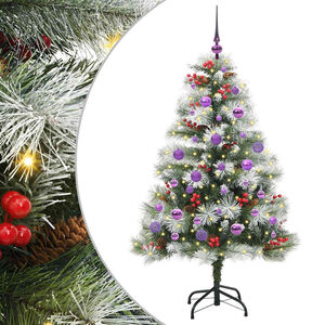 vidaXL Kunstig juletre Gr&oslash;nn og hvit 150 cm PVC og Metall og Plast