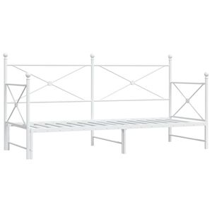 vidaXL Dagseng med trille uten madrass hvit 90x190 cm st&aring;l