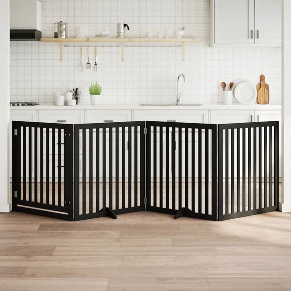 vidaXL Hundeport sammenleggbar 4 paneler svart 320 cm poppeltre