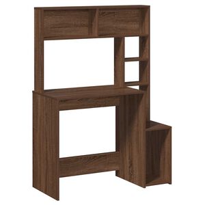 vidaXL Skrivebord med hyller brun eik 100x45x140 cm konstruert tre