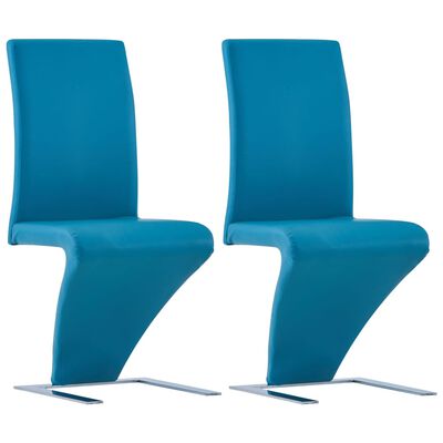 vidaXL Spisestoler med sikksakkform 2 stk blått kunstig skinn