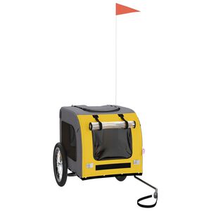 vidaXL Hundevogn gul og gr&aring; oxfordstoff og jern