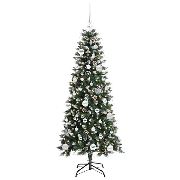 vidaXL Kunstig juletre med 150 LED gr&oslash;nn 150 cm PVC og plast og st&aring;l