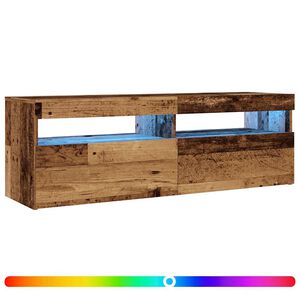 vidaXL TV-benk med LED-lys gammelt tre 120x35x40 cm konstruert tre