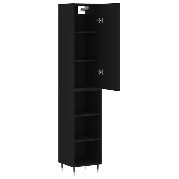 vidaXL Highboard svart 34,5x34x180 cm konstruert tre