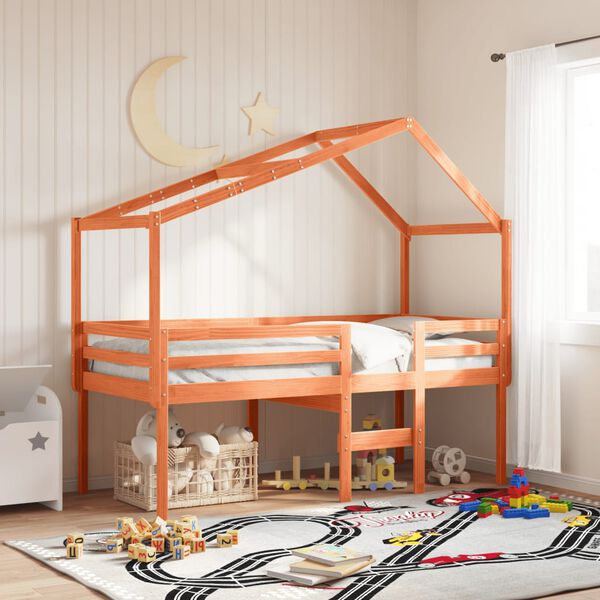 vidaXL H&oslash;yseng med tak voksbrun 75x190 cm heltre furu