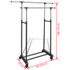 vidaXL Klesstativ justerbart 4 hjul 2 klesstenger