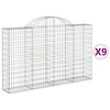 vidaXL Gabionkurver buede 9 stk 200x30x120/140 cm galvanisert jern