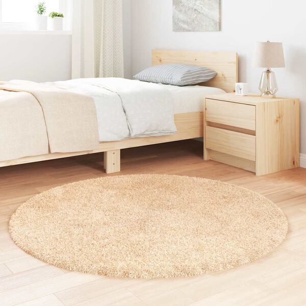 vidaXL Flossteppe med lang luv NAVARRA beige 120x120 cm polyester
