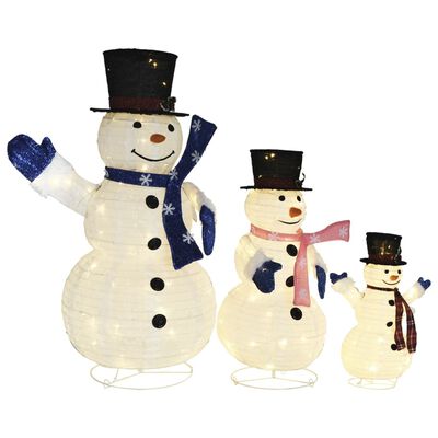 vidaXL Dekorativt figursett snømannfamilie med LED luksusstoff