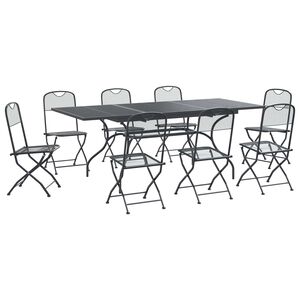 vidaXL Hage Spisegruppe 9 pcs Antrasitt 212 x 90 x 76 cm Mesh og St&aring;l