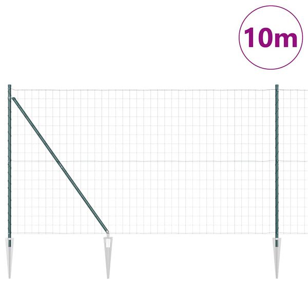 vidaXL Gjerde med stolpe gr&oslash;nn 1,5 x 10 m St&aring;l og PVC