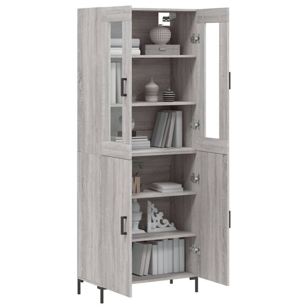 vidaXL Highboard gr&aring; sonoma 69,5x34x180 cm konstruert tre