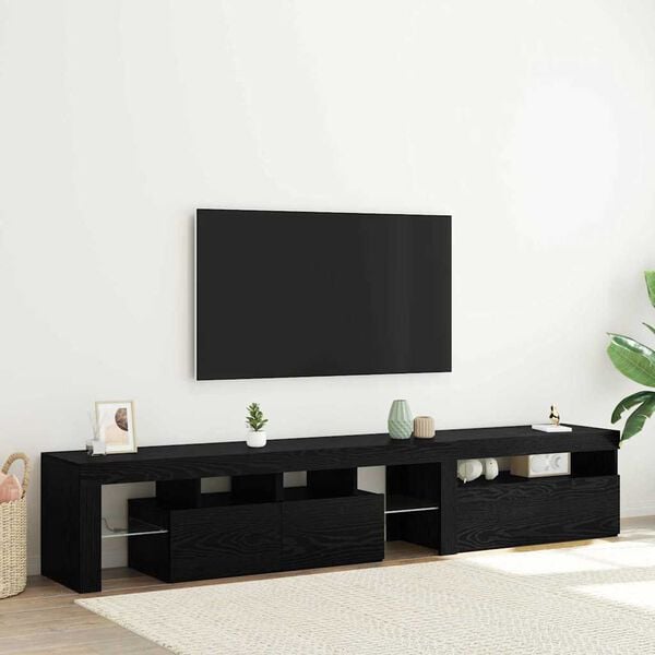 vidaXL TV-skap 2 pcs Svart Eik 215 x 36,5 x 40 cm Konstruert tre
