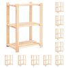 vidaXL Lagringshyller 3 etasjer 10stk 60x38x90cm heltre furu 150kg