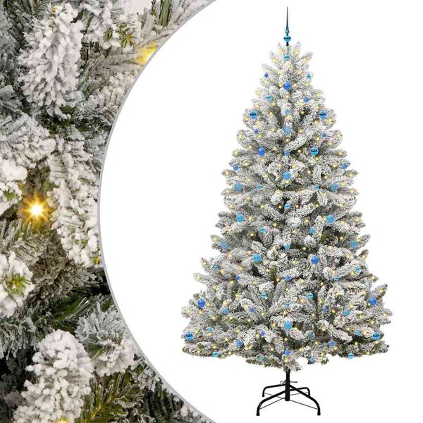 vidaXL Kunstig juletre med 300 LED Gr&oslash;nn og hvit 270 cm PVC og metall