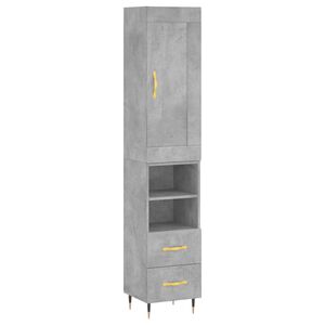 vidaXL Highboard betonggr&aring; 34,5x34x180 cm konstruert tre