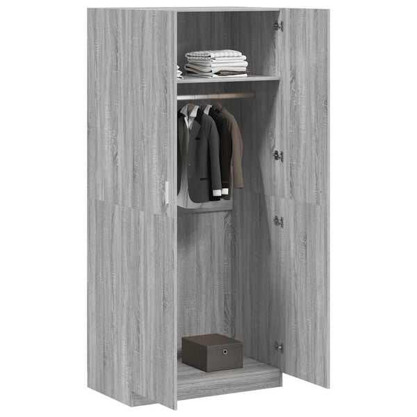 vidaXL Garderobe gr&aring; sonoma 90x52x200 cm konstruert tre