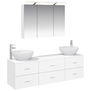 vidaXL Baderomsinnredningssett 4 pcs Hvit Konstruert tre og glass