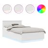 vidaXL Sengestamme med LED -stripelys Hvit 135 x 190 cm Konstruert tre