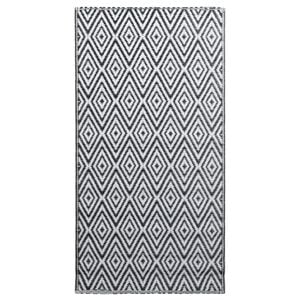 vidaXL Uteteppe ARAKIL hvit og svart 160x230 cm PP