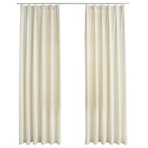 vidaXL Lystette gardiner med kroker 2 stk fl&oslash;yel krem 140x225 cm