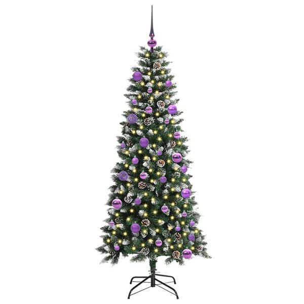 vidaXL Kunstig juletre med 150 LED gr&oslash;nn 150 cm PVC og plast og st&aring;l