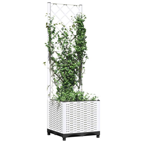 vidaXL Plantekasse med espalier hvit 40x40x136 cm PP