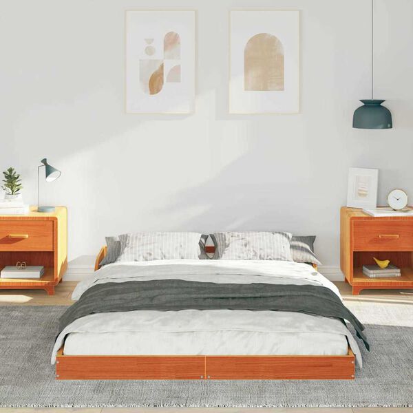 vidaXL Sengestamme Vokset Brun 135 x 190 cm Massiv furu