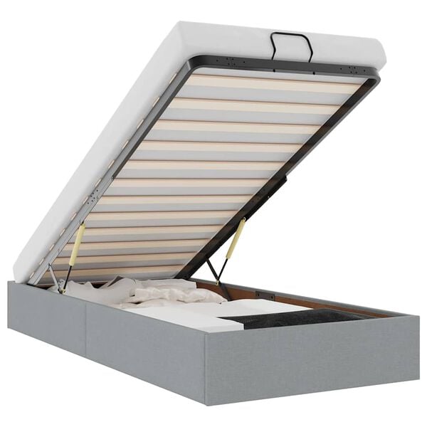 vidaXL Ottoman sengeramme uten madrass lysegr&aring; Single stoff