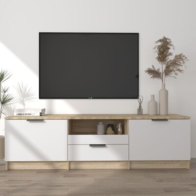 vidaXL TV-benk hvit og sonoma eik 140x35x40 cm konstruert tre