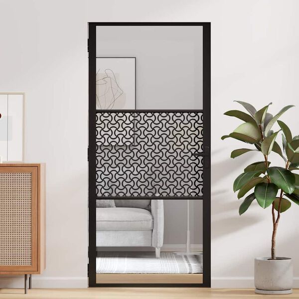 vidaXL Innvendig Dør Svart 93 x 201.5 cm Herdet glass og aluminium