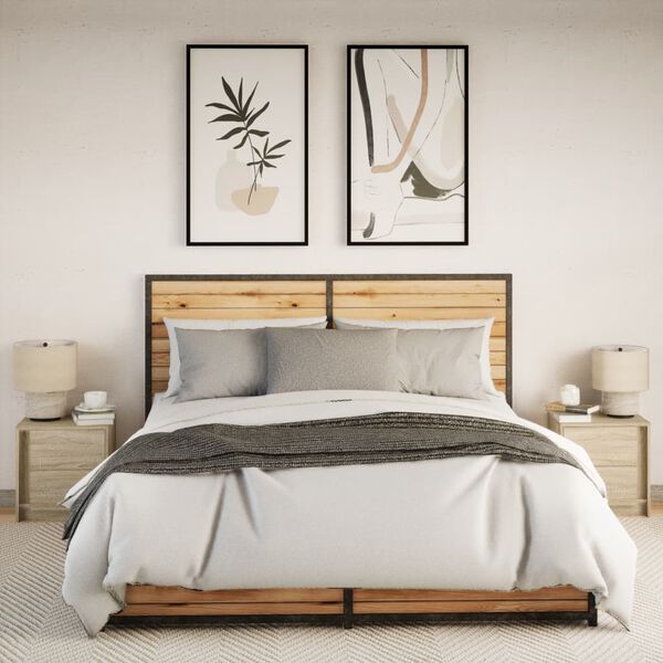 vidaXL Nattbord med LED 2 stk sonoma eik konstruert tre