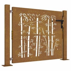 vidaXL Hageport 100x75 cm cortenst&aring;l bambusdesign