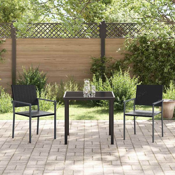 vidaXL Hage Spisegruppe 3 pcs Svart PE Rattan