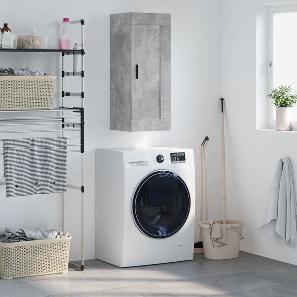 vidaXL Veggskap betonggr&aring; 34,5x34x90 cm konstruert tre