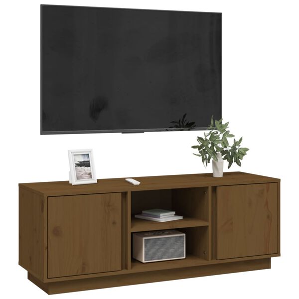 vidaXL TV-benk honningbrun 110x35x40,5 cm heltre furu