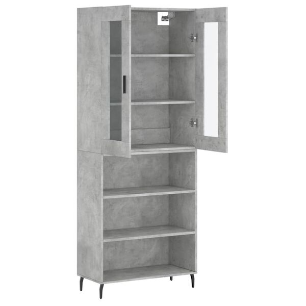 vidaXL Highboard betonggr&aring; 69,5x34x180 cm konstruert tre