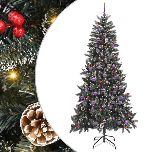 vidaXL Kunstig juletre med 300 LED gr&oslash;nn 240 cm PVC og plast og st&aring;l