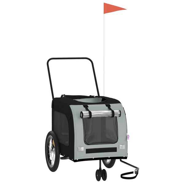 vidaXL Kjæledyrsykkelhenger svart og grå oxfordstoff og jern