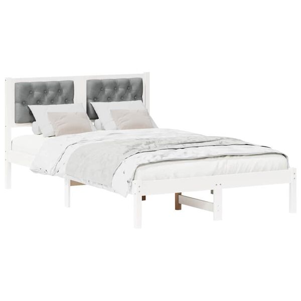 vidaXL Sengestamme med hodegjerde Lysegr&aring; 120 x 190 cm Massiv furu