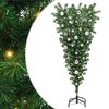 vidaXL Opp-ned kunstig forh&aring;ndsbelyst juletre med kule sett 150 cm PVC