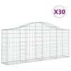 vidaXL Gabionkurver buede 30 stk 200x30x80/100 cm galvanisert jern